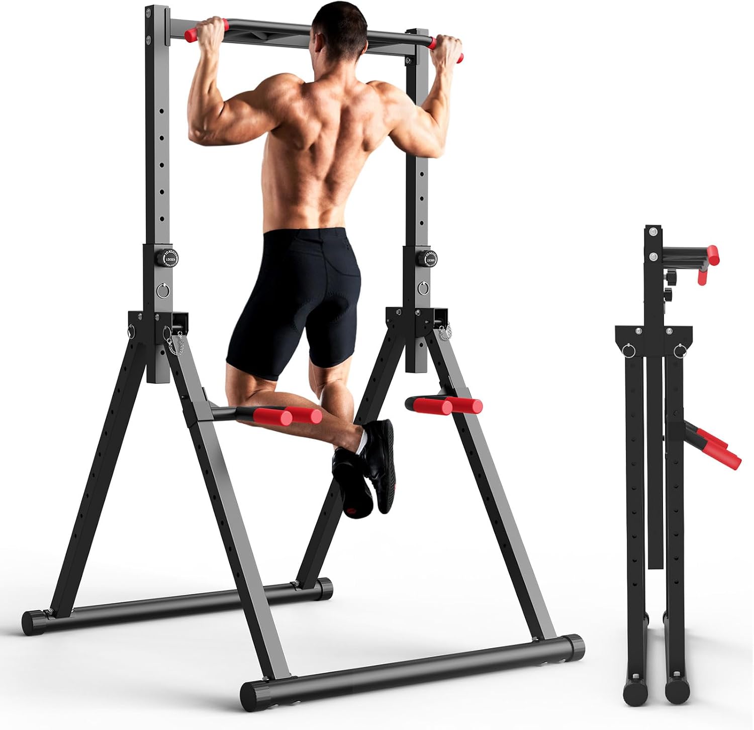 Home Gym Pull Up Bar - Katlanabilir Güç Kulesi Dip İstasyonu, Serbest